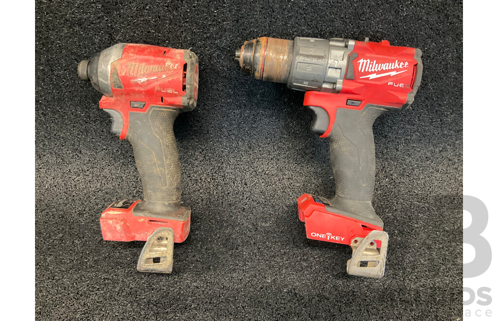 MILWAUKEE 18V FUEL Hammer Drill (M18 ONEPD2) and Impact Driver - Lot of 2