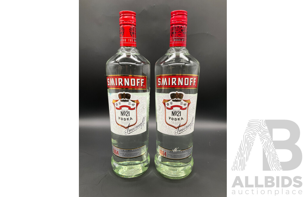SMIRNOFF No.21 Vodka 1000ml - Lot of 2