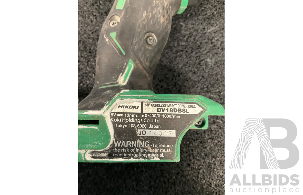 HIKOKI 18V Impact Driver (WH 18DBSL), Impact Driver Drill (DV18DBSL) and Impact Driver (WH 18DBDL2) - Lot of 3