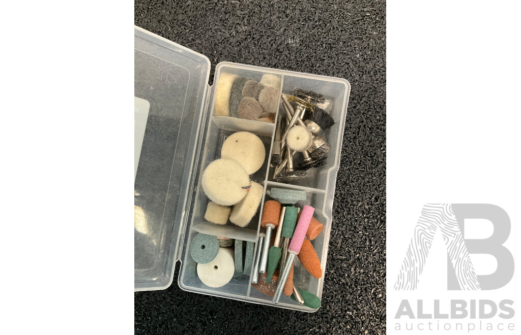 RYOBI Compact LED Light (RCL4), Rotary Tool (RRT4), Soldering Iron (RSI4), 2Ah Batteries (x4) and Rotary Tool Accessory Kit - Lot of 8