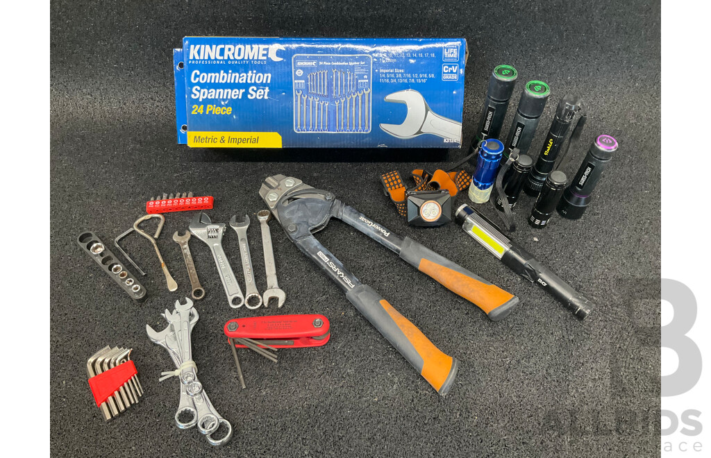 KINCROME Combination Spanner Set and Assorted Tools and Torches