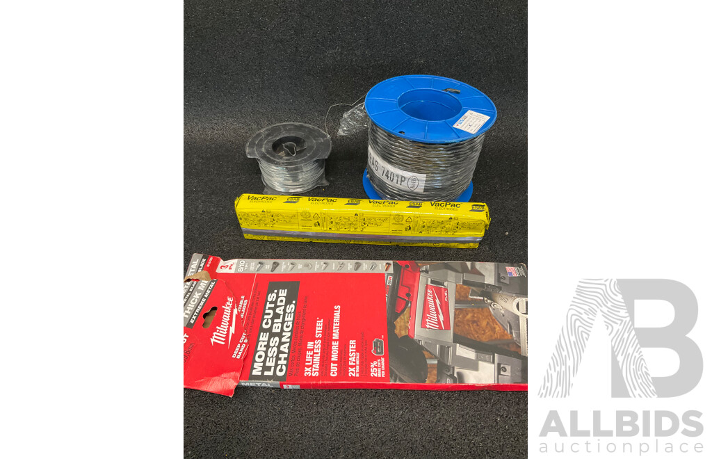 Assorted Electrical Accessories and MILWAUKEE Metal Deep Cut Band Saw Blades - Lot of 4