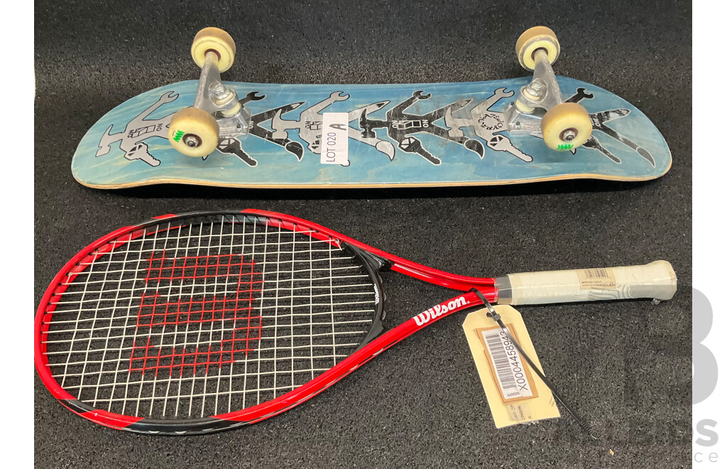 WILSON Advantage XL Tennis Racket and Skateboard - Lot of 2