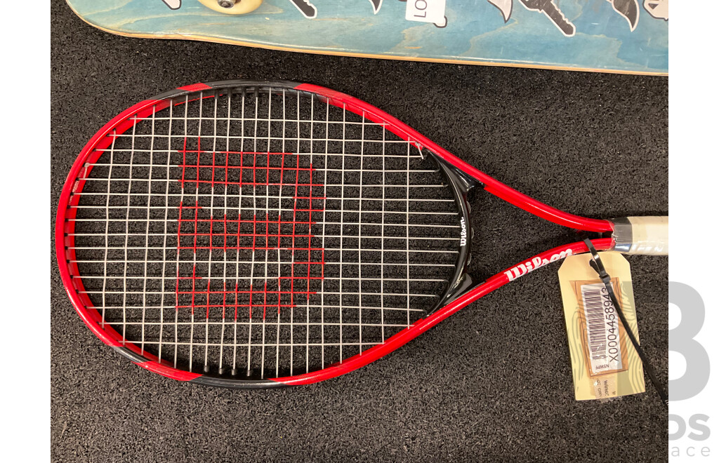 WILSON Advantage XL Tennis Racket and Skateboard - Lot of 2