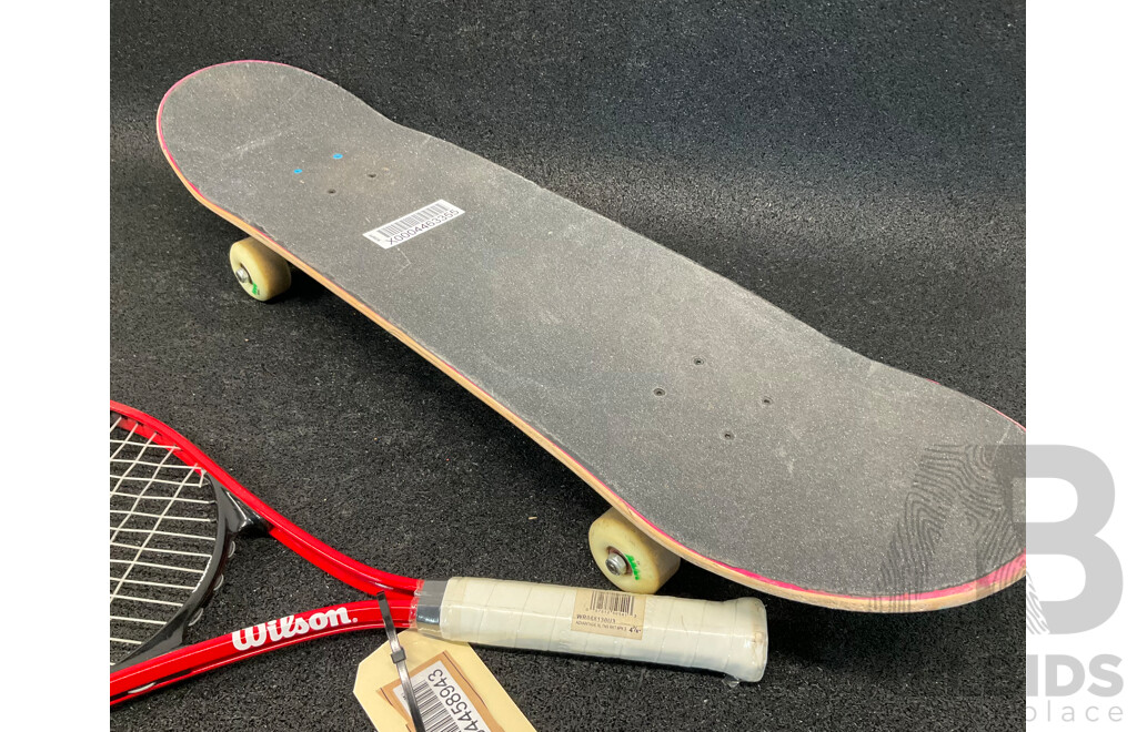 WILSON Advantage XL Tennis Racket and Skateboard - Lot of 2