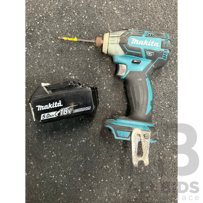 MAKITA 18v Impact Driver (DTS141) and 5.0Ah Battery - Lot of 2