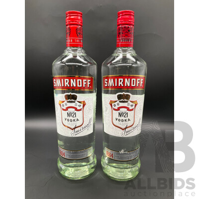 SMIRNOFF No.21 Vodka 1000ml - Lot of 2