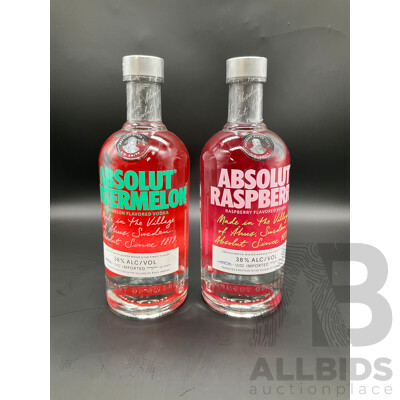 ABSOLUT Watermelon and Raspberry Vodka 700ml - Lot of 2