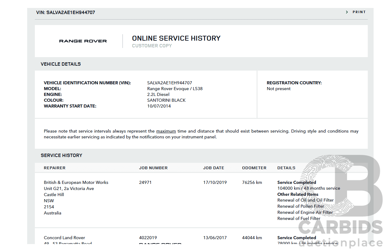 06/2014 Range Rover Evoque SD4 PURE (AWD) LV MY14 5D Wagon Santorini Black Turbo Diesel 2.2L