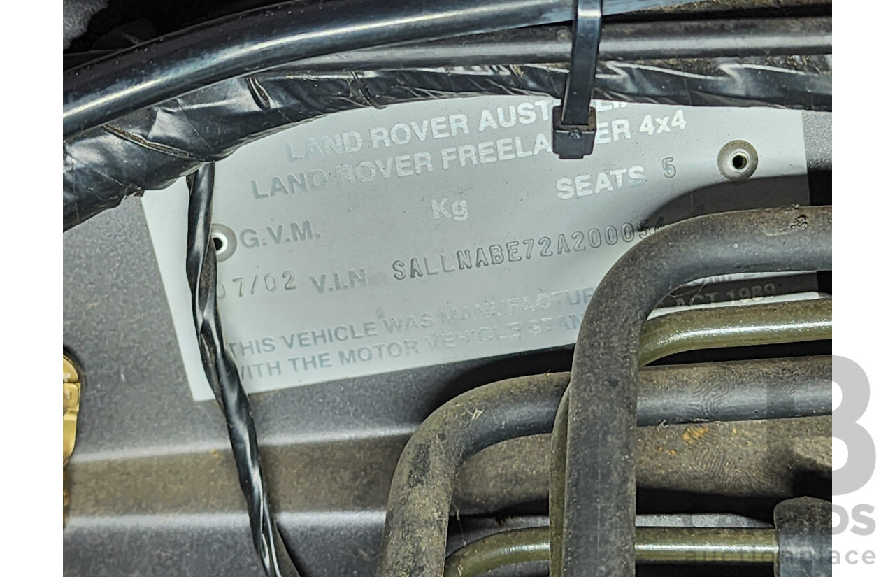 7/2002 Land Rover Freelander SE TD4 (4x4)  4d Wagon Grey 2.0L