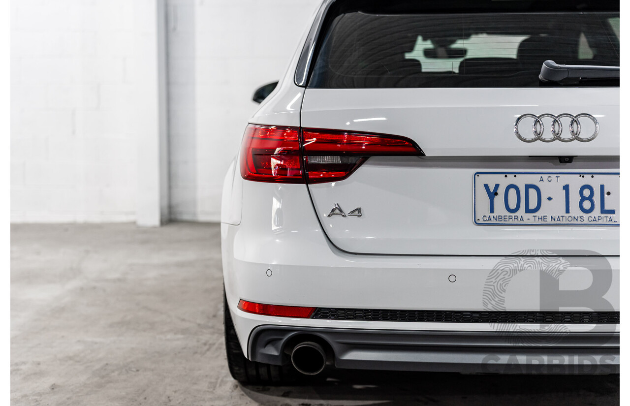 4/2017 Audi A4 2.0 TFSI Quattro Sport (AWD) F4 MY17 (B9) 4d Wagon Glacier White Pearl Turbo 2.0L