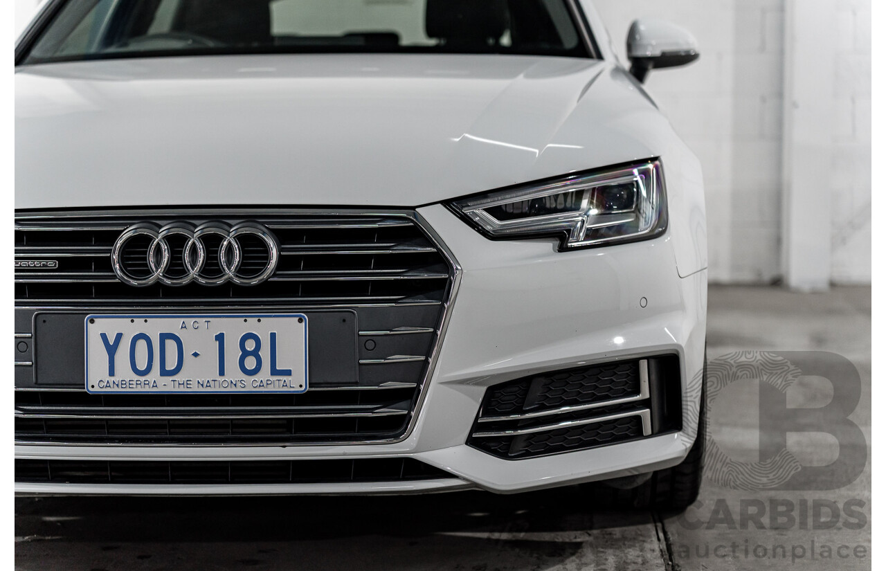 4/2017 Audi A4 2.0 TFSI Quattro Sport (AWD) F4 MY17 (B9) 4d Wagon Glacier White Pearl Turbo 2.0L