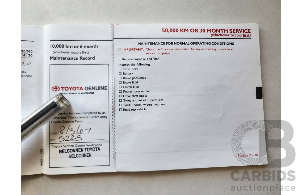 8/2006 Toyota Yaris YRX NCP91R 5d Hatchback Blue 1.5L