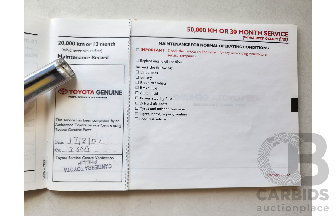 8/2006 Toyota Yaris YRX NCP91R 5d Hatchback Blue 1.5L