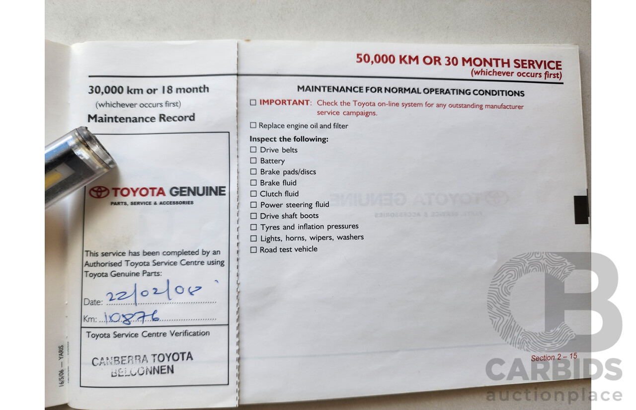 8/2006 Toyota Yaris YRX NCP91R 5d Hatchback Blue 1.5L