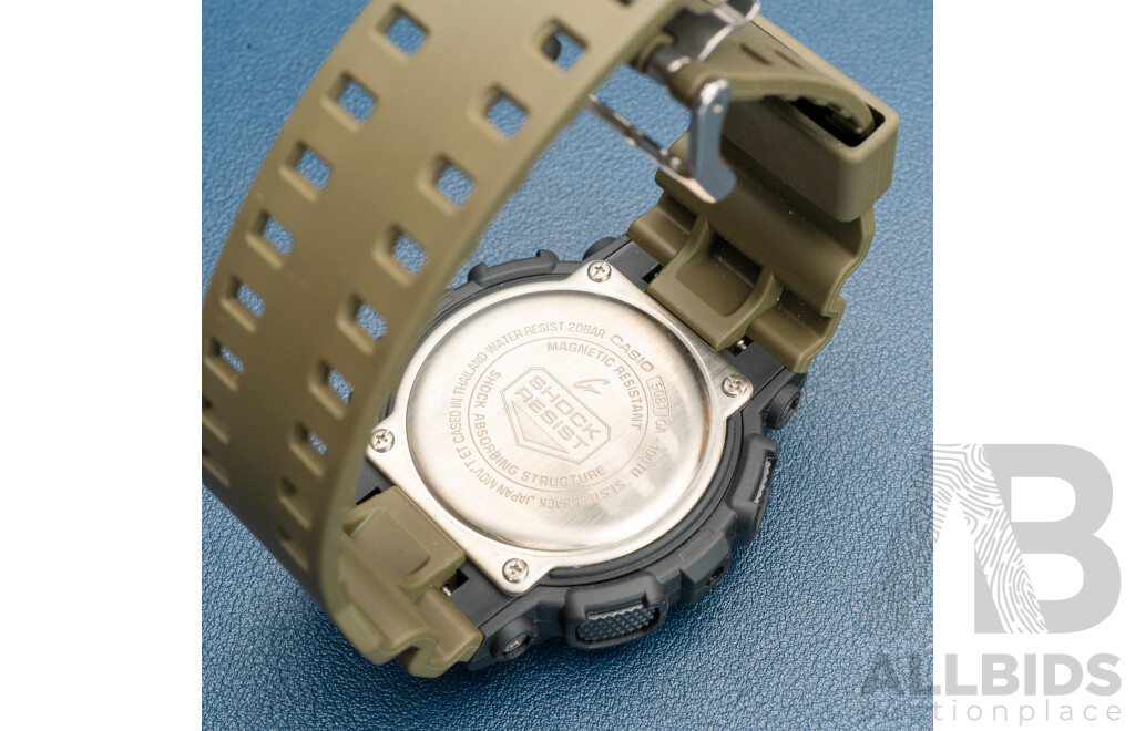 Casio G-Shock GA-100TU-1A3 – Black Dial, Olive Green Resin Band