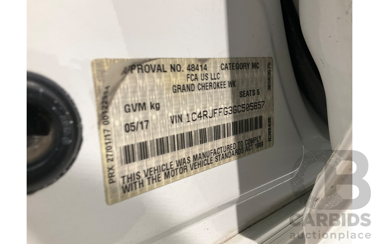 05/2017 Jeep Grand Cherokee 75th Anniversary (4x4) WK MY16 4d Wagon Bright White V6 3.6L