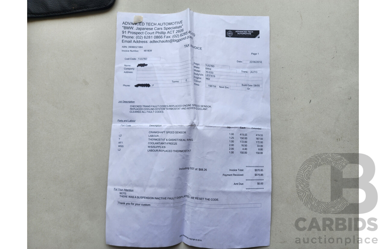 1/2006 Bmw X5 4.8is E53 4d Wagon Black 4.8L