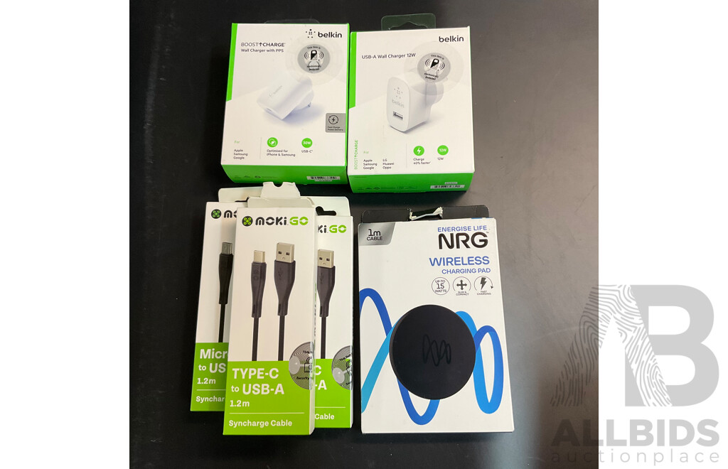 Assorted Belkin, NGR Charger and NokiGo Cables - Lot of 6