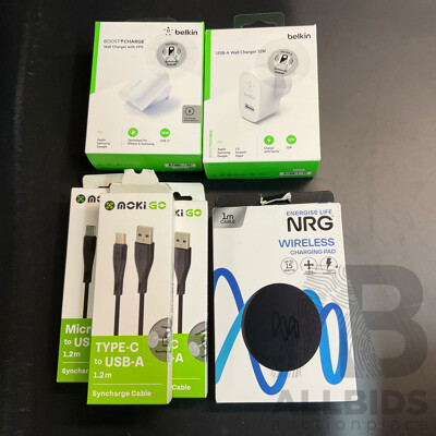Assorted Belkin, NGR Charger and NokiGo Cables  - Lot of 6