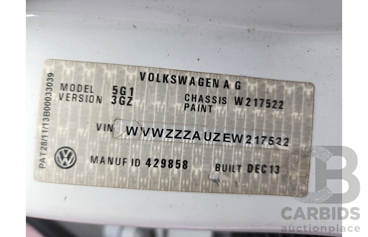 3/2014 Volkswagen Golf 90 TSI AU MY14 5d Hatchback White 1.4L