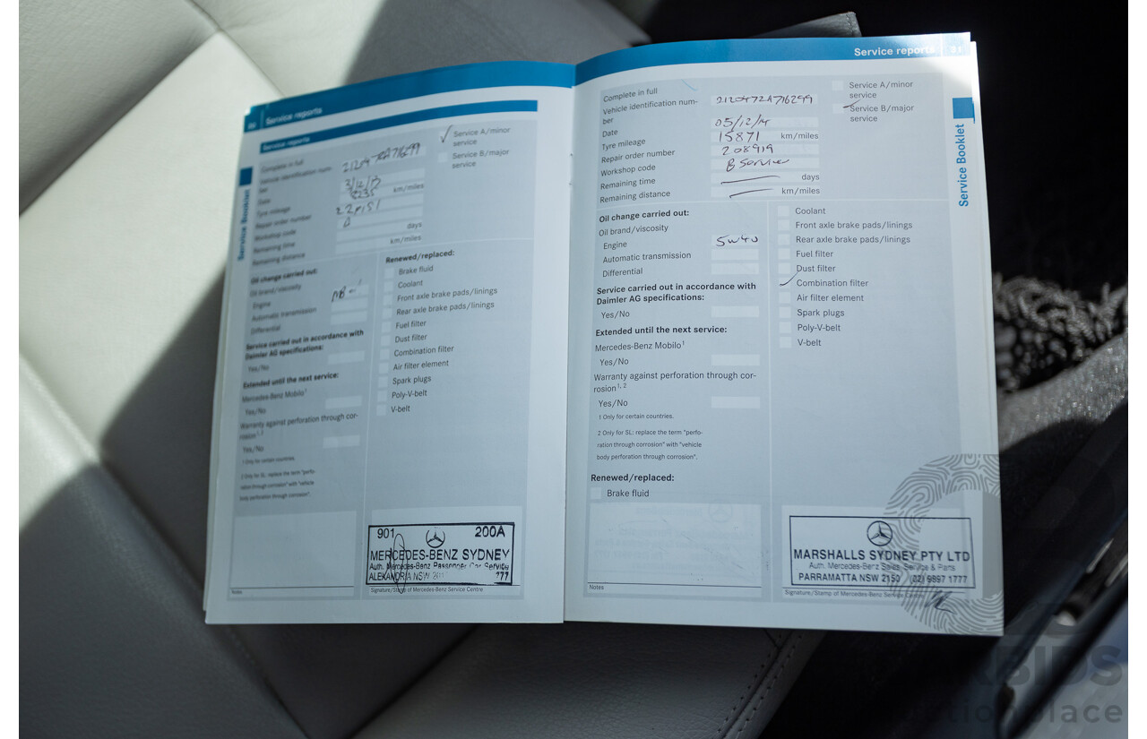 12/2012 Mercedes-Benz E250 CGI Avantgarde 212 MY12 4D Sedan Obsidian Black Turbo 1.8L